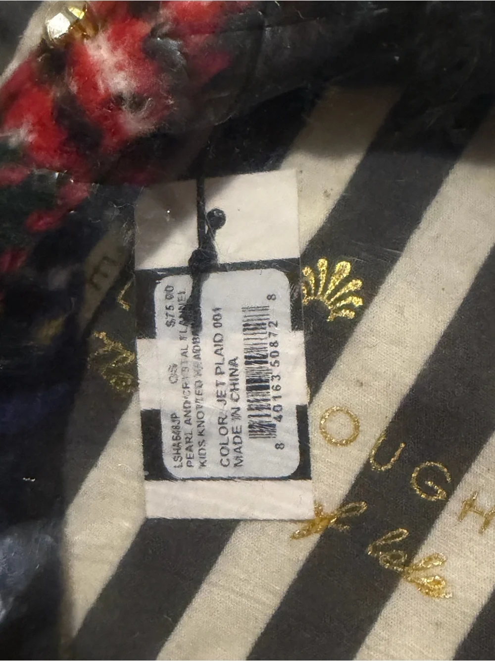 Lele Sadoughi Kids Pearl & Crystal Flannel Knotted Headband NEW